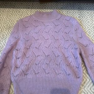 ASTR the Label Lilac Audra Mock Neck Pointelle Sweater